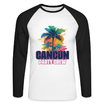 Vacances de l’équipage de fête à Cancun - T-shirt baseball manches longues Homme - blanc/noir - Devant - Nik (191cm)