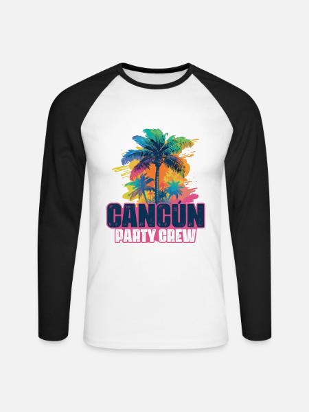 Cancun Party Crew Vacation - Unisex Long Sleeve Baseball T-Shirt - white/black