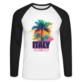 Vacances de l’équipage de fête en Italie - T-shirt baseball manches longues Homme - blanc/noir - Devant - Nik (191cm)