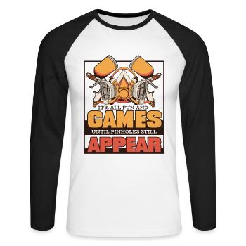 Until Pinholes Still Appear Car Spray Automotive - Unisex Long Sleeve Baseball T-Shirt - white/black - Front - Nik (191cm)