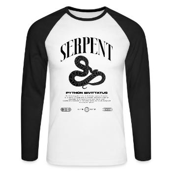 Burmese Python Modern Reptile Keeper Streetwear - Unisex Long Sleeve Baseball T-Shirt - white/black - Front - Nik (191cm)