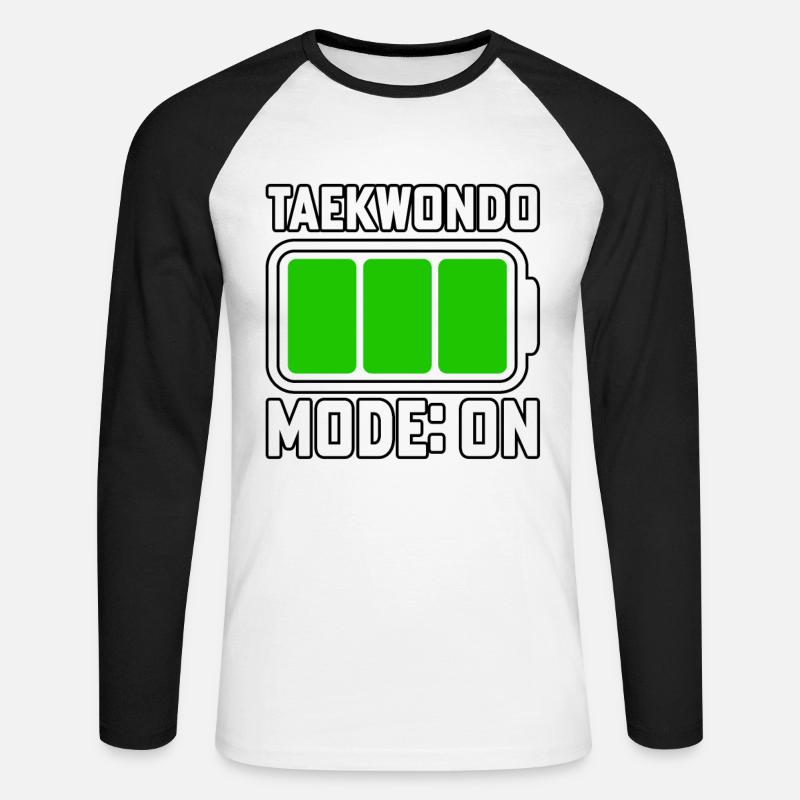 Taekwondo-Modus Ein - Unisex Baseballshirt langarm - Weiß/Schwarz