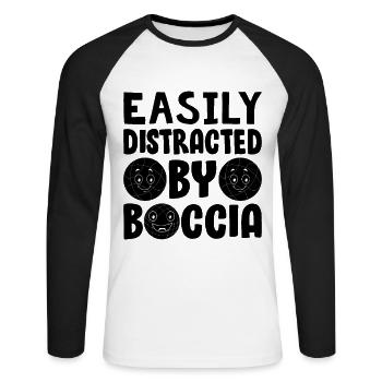 Easily Distracted By Boccia - Unisex Long Sleeve Baseball T-Shirt - white/black - Front - Nik (191cm)