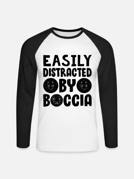 Easily Distracted By Boccia - Unisex Long Sleeve Baseball T-Shirt - white/black