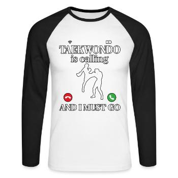 Le taekwondo m’appelle et je dois y aller - T-shirt baseball manches longues Homme - blanc/noir - Devant - Nik (191cm)