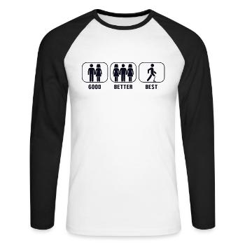 Bon Mieux Meilleure Prothèse Pied Utilisateur Jambe - T-shirt baseball manches longues Homme - blanc/noir - Devant - Nik (191cm)
