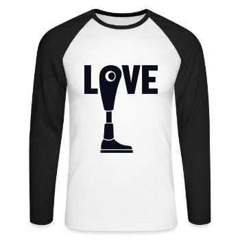 Amour Jambes Artificielles Prothèse Pied Utilisateur Jambe - T-shirt baseball manches longues Homme - blanc/noir - Devant - Nik (191cm)