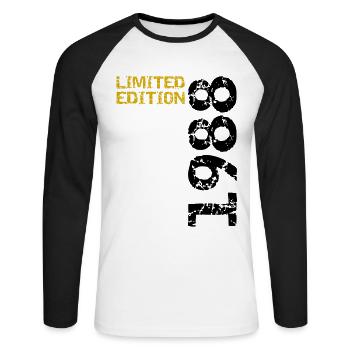 1988 édition limitée anniversaire cadeau femme mari - T-shirt baseball manches longues Homme - blanc/noir - Devant - Nik (191cm)
