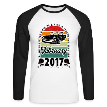 Birthday February 2017, Vintage February 2017. - Unisex Long Sleeve Baseball T-Shirt - white/black - Front - Nik (191cm)
