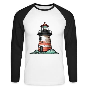 Leuchtturm Küste Symbol - Unisex Baseballshirt langarm - Weiß/Schwarz - Vorne - Nik (191cm)
