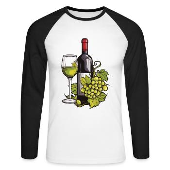 Verre à vin VinRaisins Vin - T-shirt baseball manches longues Homme - blanc/noir - Devant - Nik (191cm)
