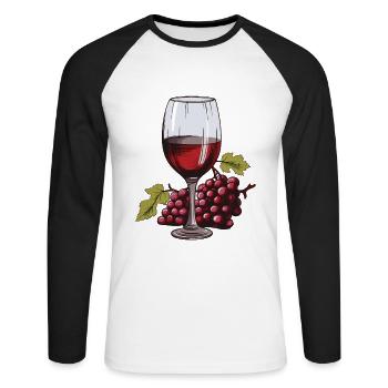 Wine Glass Grapes Wine - Unisex Long Sleeve Baseball T-Shirt - white/black - Front - Nik (191cm)