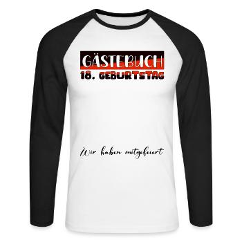 18th Birthday Gift Girls Boys Guestbook - Unisex Long Sleeve Baseball T-Shirt - white/black - Front - Nik (191cm)