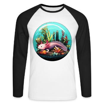 axolotl - T-shirt baseball manches longues Homme - blanc/noir - Devant - Nik (191cm)