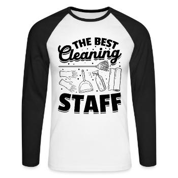 Le meilleur personnel de nettoyage - Housekeeper House Cleane - T-shirt baseball manches longues Homme - blanc/noir - Devant - Nik (191cm)