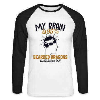 My Brain is 95% Bearded Dragon Pogona Lizard - Unisex Long Sleeve Baseball T-Shirt - white/black - Front - Nik (191cm)
