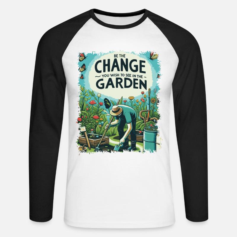 Be The Change Gartengestaltung - Unisex Baseballshirt langarm - Weiß/Schwarz