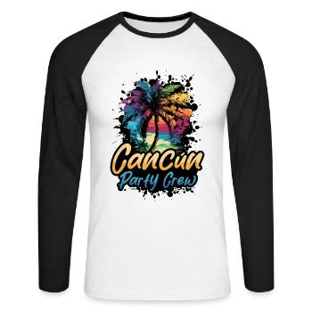 Vacances de l’équipage de fête à Cancun - T-shirt baseball manches longues Homme - blanc/noir - Devant - Nik (191cm)