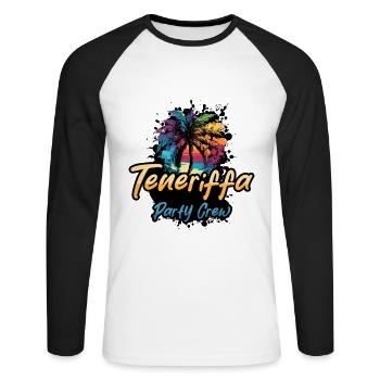 Vacances de l’équipage de la fête à Tenerife - T-shirt baseball manches longues Homme - blanc/noir - Devant - Nik (191cm)