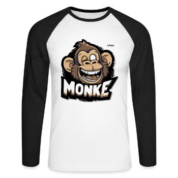 A funny monkey - Unisex Long Sleeve Baseball T-Shirt - white/black - Front - Nik (191cm)