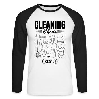 Cleaning Mode On - Janitor Housekeeper - Unisex Long Sleeve Baseball T-Shirt - white/black - Front - Nik (191cm)