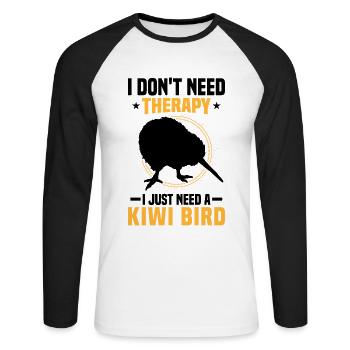 Juste besoin de Kiwi oiseau bécassine Bouquet - T-shirt baseball manches longues Homme - blanc/noir - Devant - Nik (191cm)
