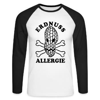 Erdnuss Allergie - Allergisch gegen Erdnüsse - Unisex Baseballshirt langarm - Weiß/Schwarz - Vorne - Nik (191cm)