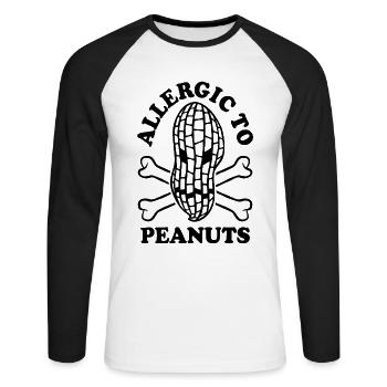 Allergique aux arachides - Allergie aux arachides - T-shirt baseball manches longues Homme - blanc/noir - Devant - Nik (191cm)
