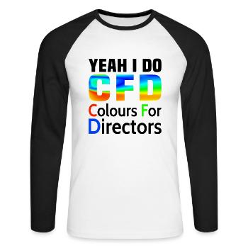 Ja ich mache CFD lustig Fluiddynamik Ingenieur - Unisex Baseballshirt langarm - Weiß/Schwarz - Vorne - Nik (191cm)