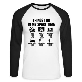 Things I do in my spare time Motorcycle - Unisex Long Sleeve Baseball T-Shirt - white/black - Front - Nik (191cm)