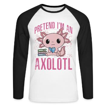 Fais semblant d’être un axolotl - T-shirt baseball manches longues Homme - blanc/noir - Devant - Nik (191cm)
