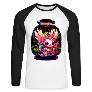 axolotl - T-shirt baseball manches longues Homme - blanc/noir - Devant - Nik (191cm)