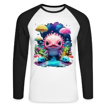 Axolotl - T-shirt baseball manches longues Homme - blanc/noir - Devant - Nik (191cm)