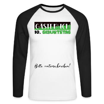 10e anniversaire cadeau filles garçons livre d’or - T-shirt baseball manches longues Homme - blanc/noir - Devant - Nik (191cm)