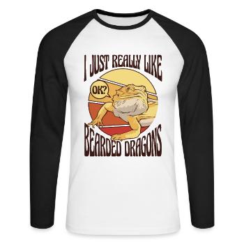 Wirklich wie Bartagamen Pogona Eidechse Haustier - Unisex Baseballshirt langarm - Weiß/Schwarz - Vorne - Nik (191cm)