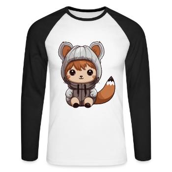 Squirrel Animal Baby Comic - Unisex Long Sleeve Baseball T-Shirt - white/black - Front - Nik (191cm)