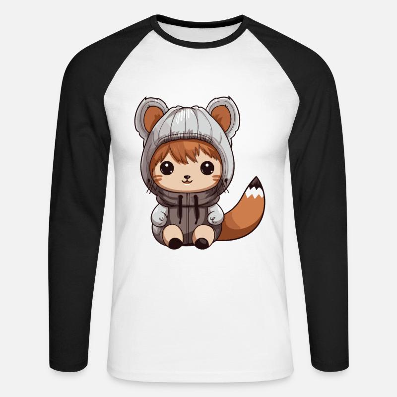 Eichhörnchen Tier Baby Comic - Unisex Baseballshirt langarm - Weiß/Schwarz