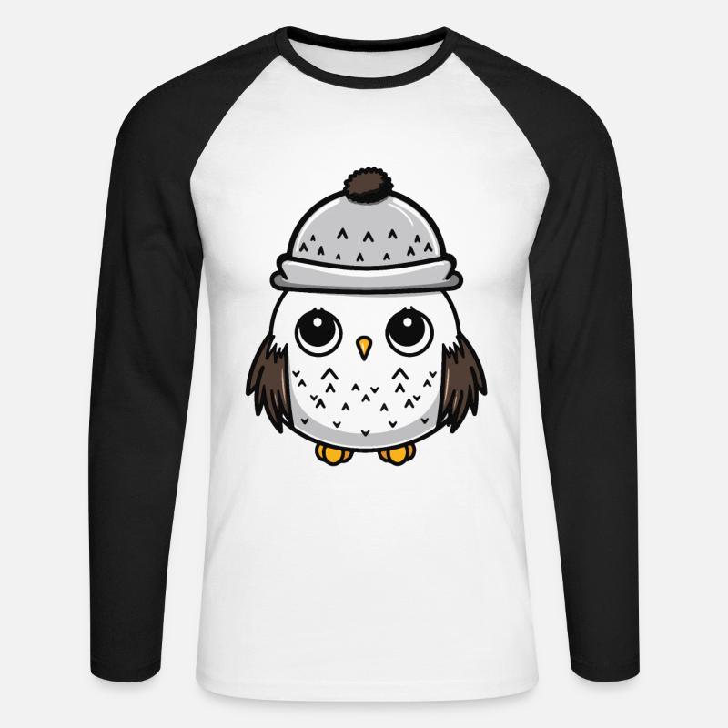 Eule Tier Baby Comic - Unisex Baseballshirt langarm - Weiß/Schwarz