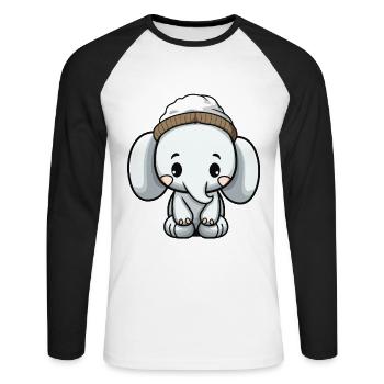 Elephant Animal Baby Comic - Unisex Long Sleeve Baseball T-Shirt - white/black - Front - Nik (191cm)