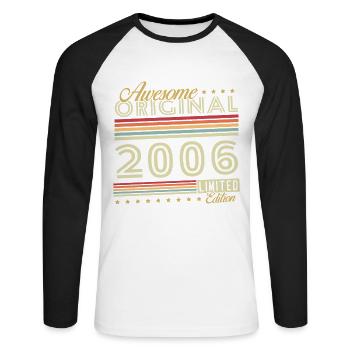 Original 2006 Jahrgang Geburtstag Geschenk - Unisex Baseballshirt langarm - Weiß/Schwarz - Vorne - Nik (191cm)