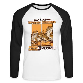 I Like Bearded Dragons And Maybe 3 People Pet - Unisex Long Sleeve Baseball T-Shirt - white/black - Front - Nik (191cm)