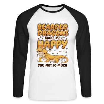 Bartagamen machen mich glücklich Pogona Haustier Bärtig - Unisex Baseballshirt langarm - Weiß/Schwarz - Vorne - Nik (191cm)