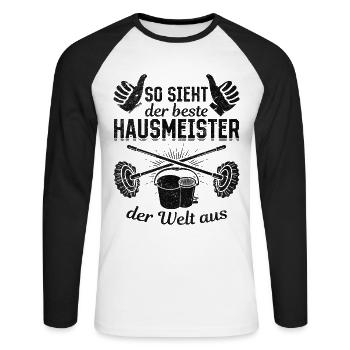 So Sieht Der Beste Hausmeister Der Welt Aus - Haus - Unisex Baseballshirt langarm - Weiß/Schwarz - Vorne - Nik (191cm)