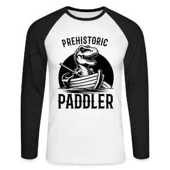Boating Dad Boat Captain Pontoon Sailor Cruising - Unisex Long Sleeve Baseball T-Shirt - white/black - Front - Nik (191cm)