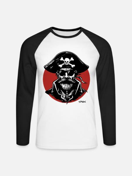 Cool Pirate - Unisex Long Sleeve Baseball T-Shirt - white/black