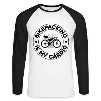 Bikepacking Is My Cardio - Gravel Bike Bikepacking - Unisex Long Sleeve Baseball T-Shirt - white/black - Front - Nik (191cm)