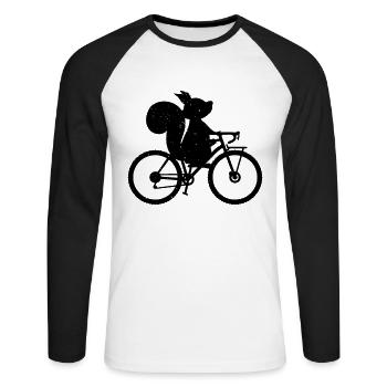 Gravel Vélo Bikepacking Écureuil - T-shirt baseball manches longues Homme - blanc/noir - Devant - Nik (191cm)