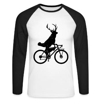Gravel Vélo Bikepacking Cerf - T-shirt baseball manches longues Homme - blanc/noir - Devant - Nik (191cm)