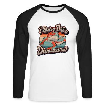 I Raise Tiny Dinosaurs Pogona Lizard Pet Bearded - Unisex Long Sleeve Baseball T-Shirt - white/black - Front - Nik (191cm)