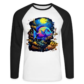 Skalar - Unisex Baseballshirt langarm - Weiß/Schwarz - Vorne - Nik (191cm)